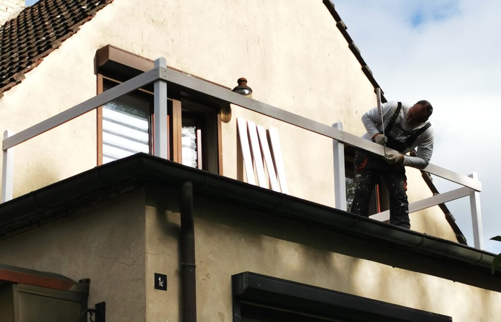 Pfosten für selbstgebautes Terassengelaender setzen