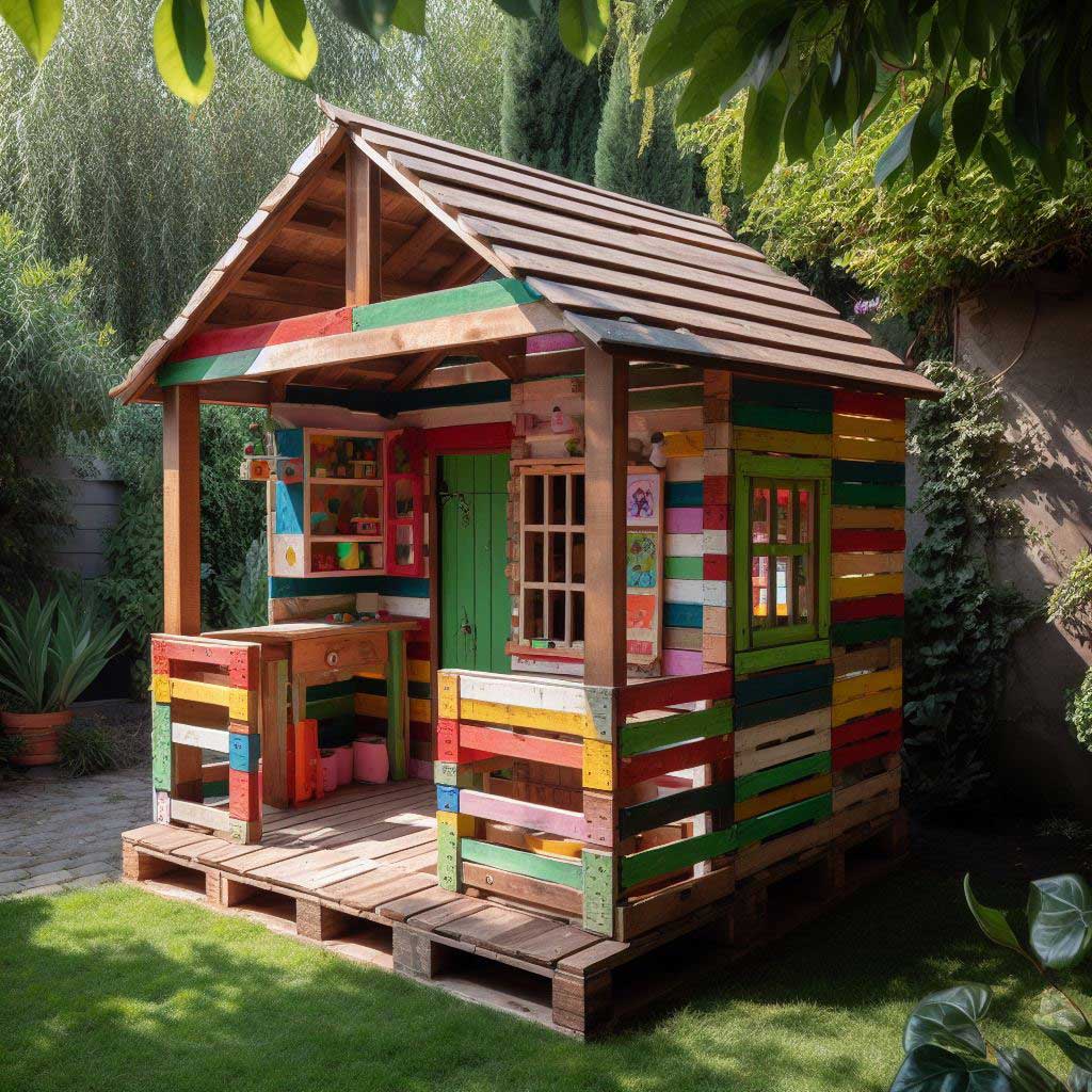 DIY Spielhaus selber bauen aus Paletten – Anleitung zum nachbauen